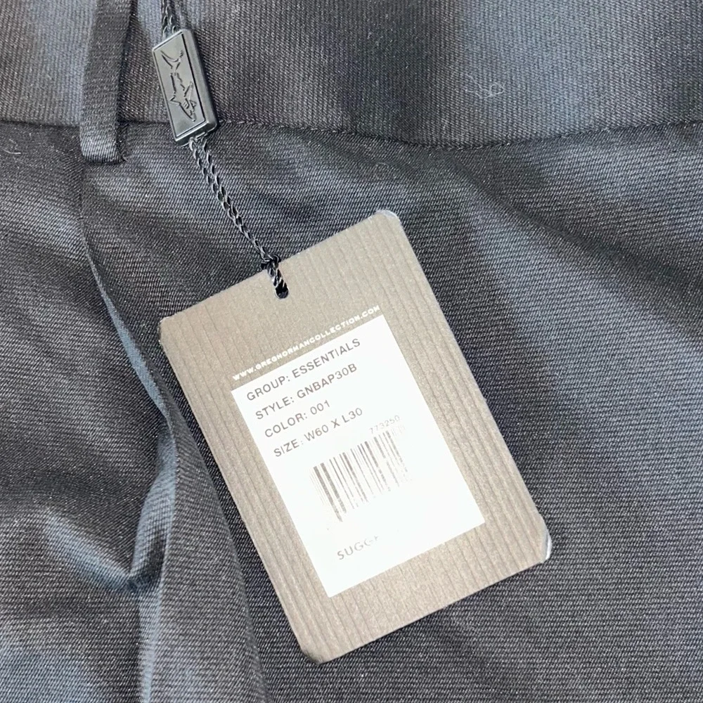 NWT Greg Norman mens HUSKY STOCKY sizing black‎ cuffed dress pants size W60, L30